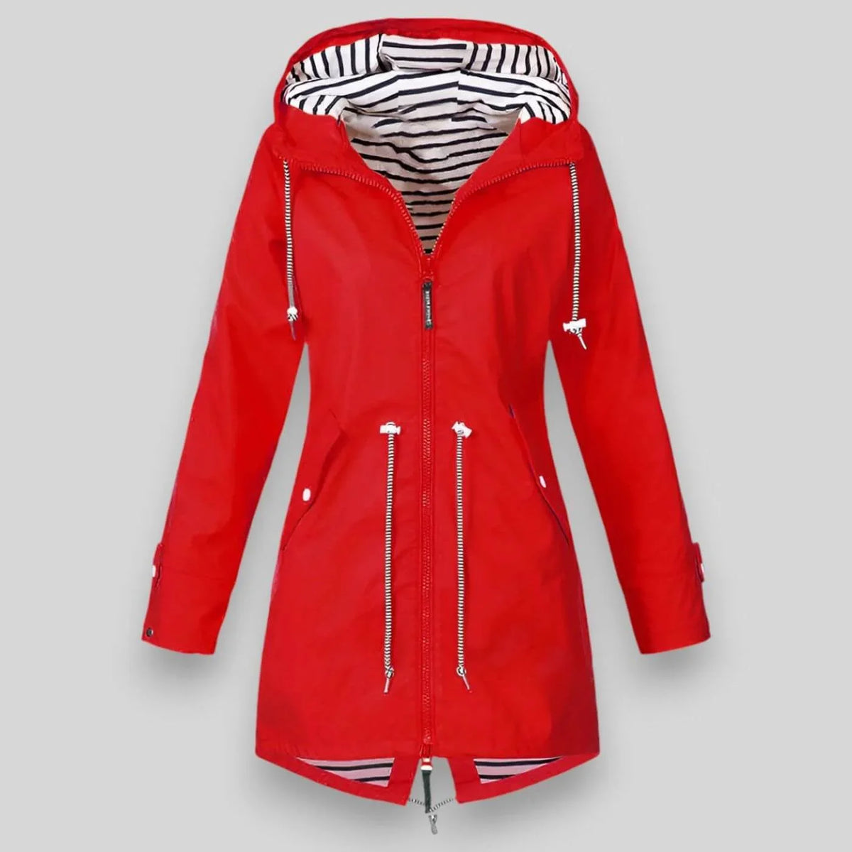 Women's Hooded Waterproof Jacket with Zip Front