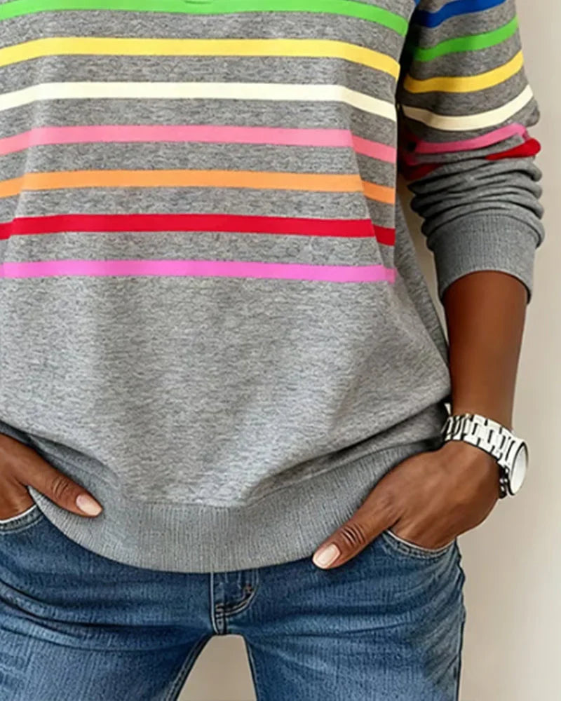 Women's Striped Quarter-Zip Sweatshirt